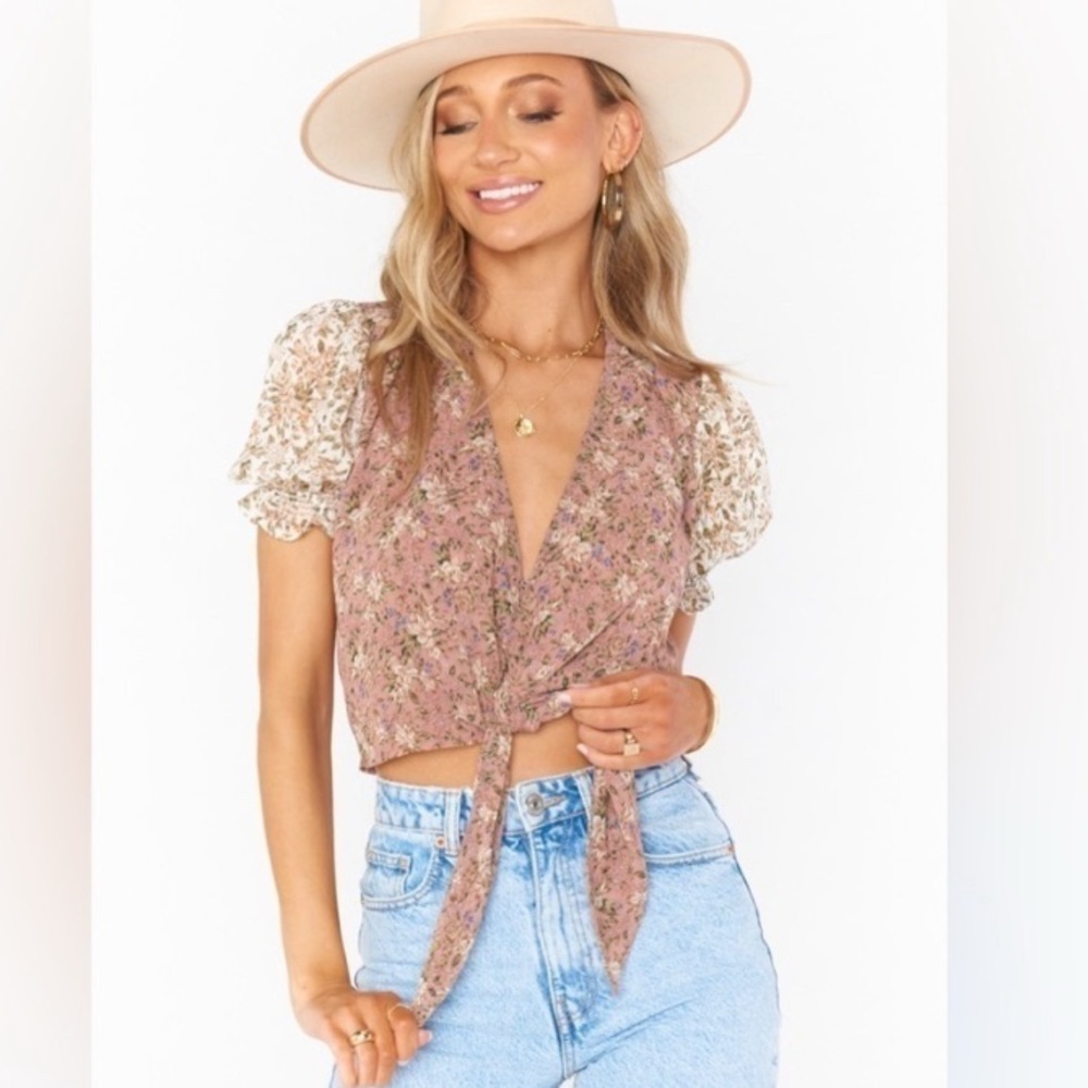 Show Me Your Mumu Kimmy Tie Top, Floral Print Mix